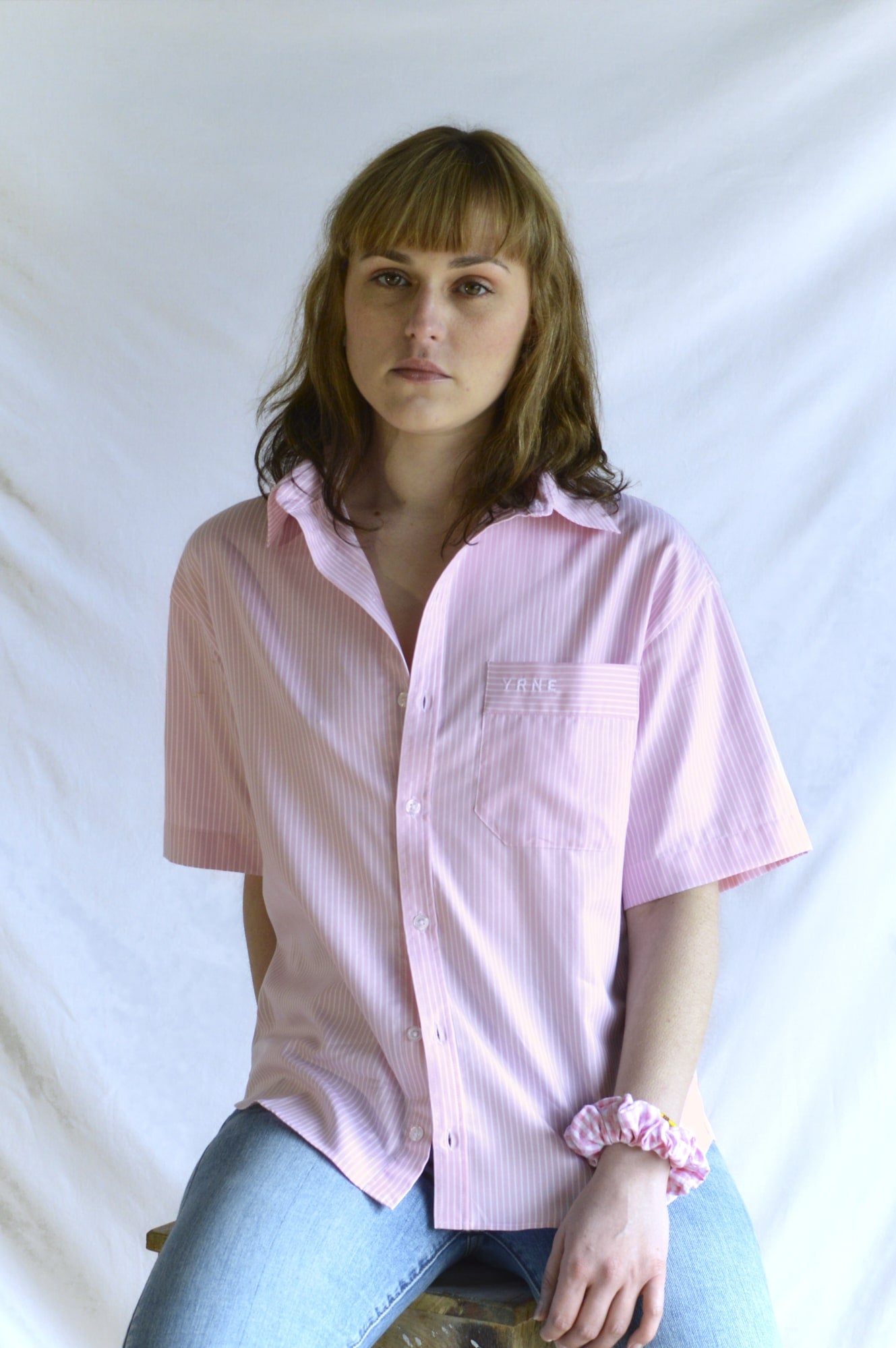 Chemise rayée rose