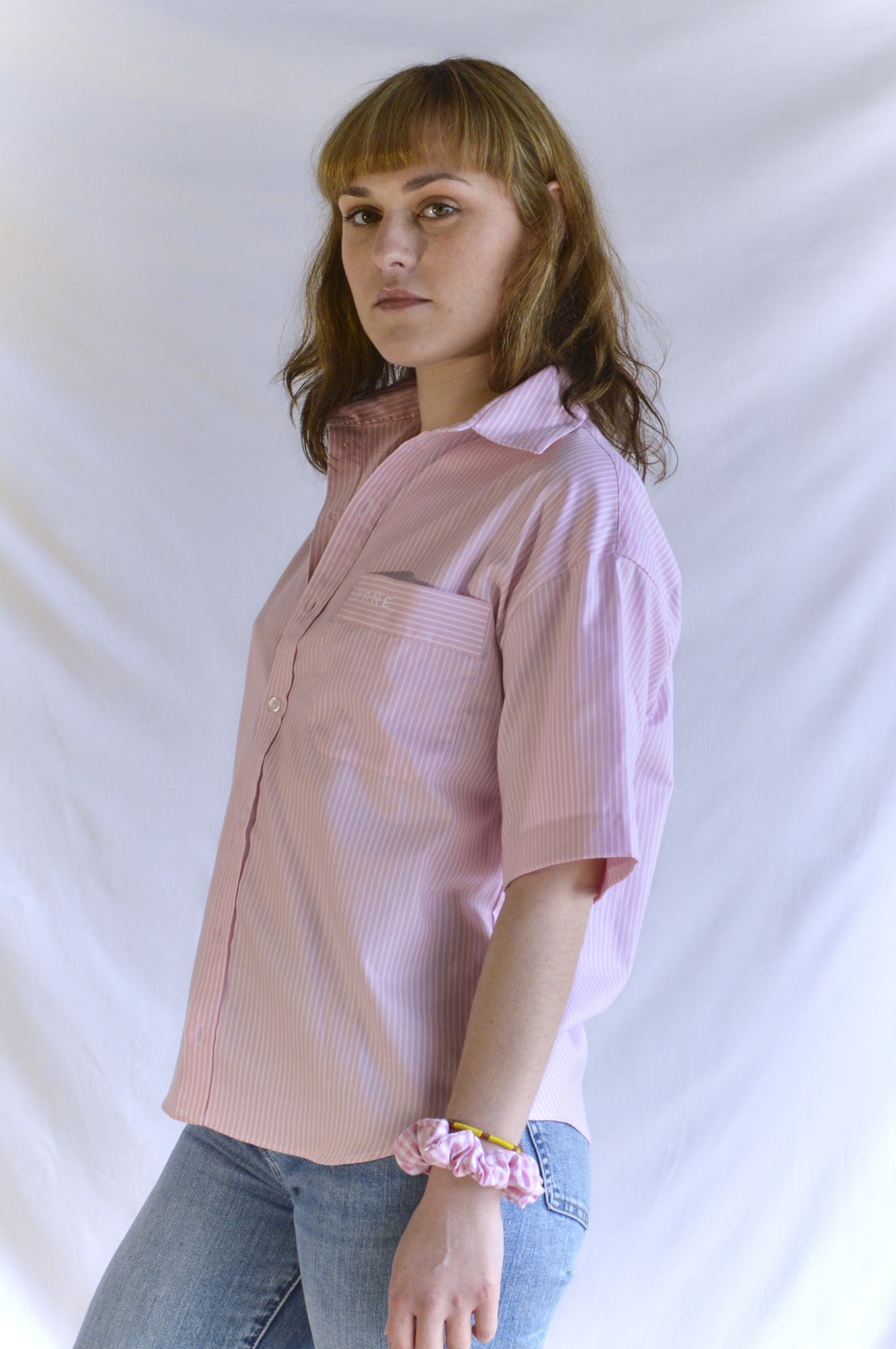 Chemise rayée rose